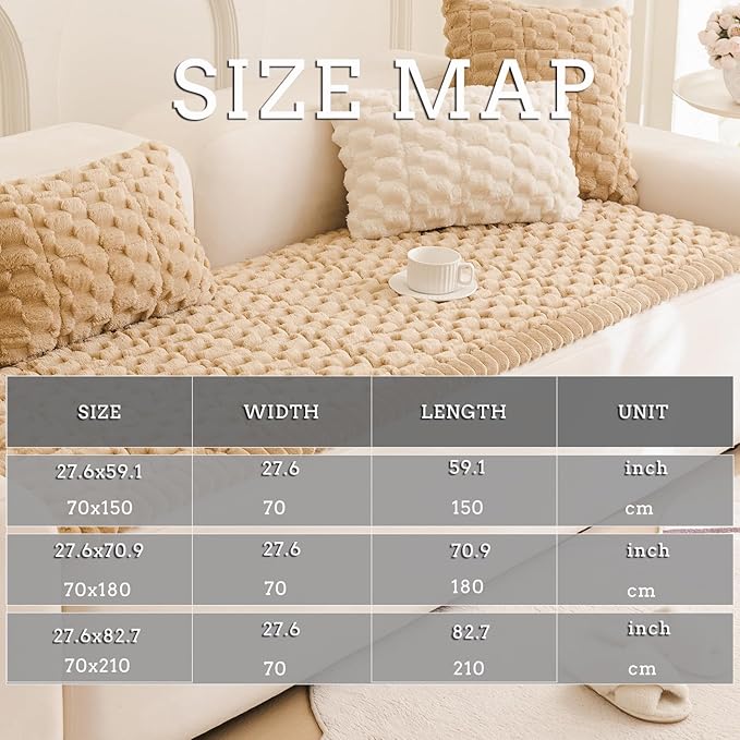 Couch Cover for Dogs Fuzzy Sofa Covers for Pet, Geometric Jacquard Coral Pet-Friendly Washable Non-Slip Sofas Slipcover Cushion Protector Pets Mat Dog Bed Mats
