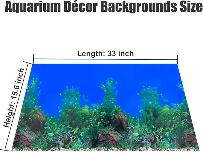 Fish Backgrounds Paper Double Sides Undersea Aquarium Background Poster Colorful Sea Anemone Fish Tank Background Sticker Decorations 16"x 33"