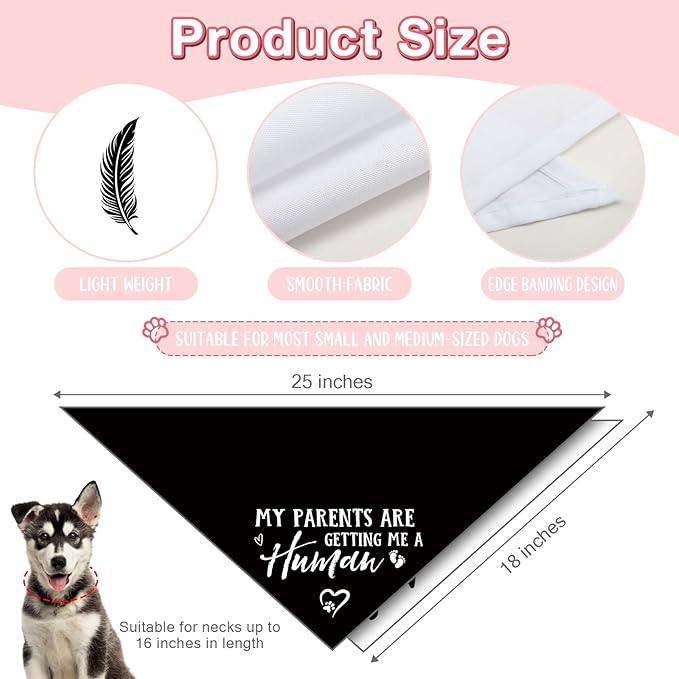 2 Packs My Parents are Getting Me a Human Gender Reveal Dog Bandana Pregnancy Announcement Pet Dog Triangle Scarf Accessories Baby Announcement Gift for Small Medium Large Dogs Cats