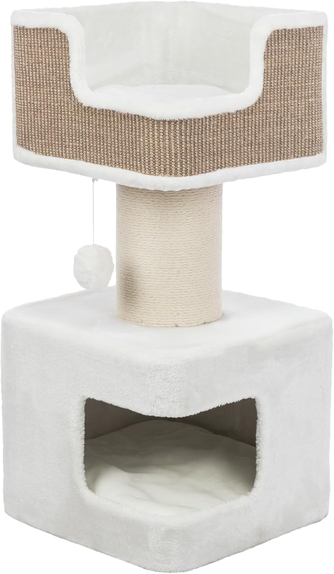 Trixie Ava Cat Tree – Cat Tower with Condo & Thick Scratching Post, Includes Removable Cushions – Indoor Cat Furniture for Scratching & Climbing – Brown, 16.5" x 16.5" x 33.9"