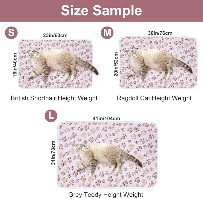 Dono 1 Pack 3 Blankets Soft Fluffy Paw Print Pattern Fleece Pet Blanket Warm Sleep Mat Puppy Kitten Blanket Doggy Mat Paw Print for Animals-23 * 16in
