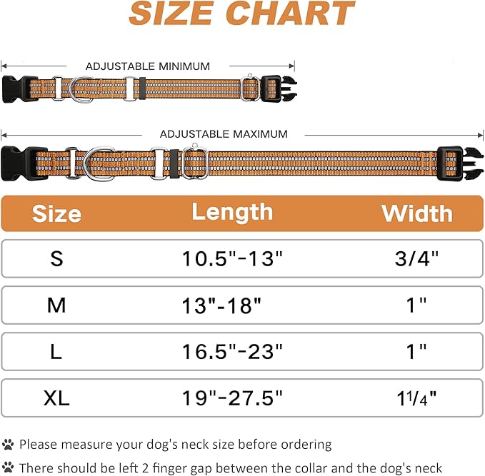 Martingale Dog Collar, Adjustable Nylon Reflective Collar with Quick Release Buckle (Turmeric Brown, Small)