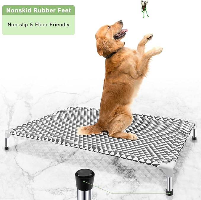 Elevated Outdoor Dog Bed, X-Large Size, Cotton Material, Non-Slip Feet, Fits up to 120lbs