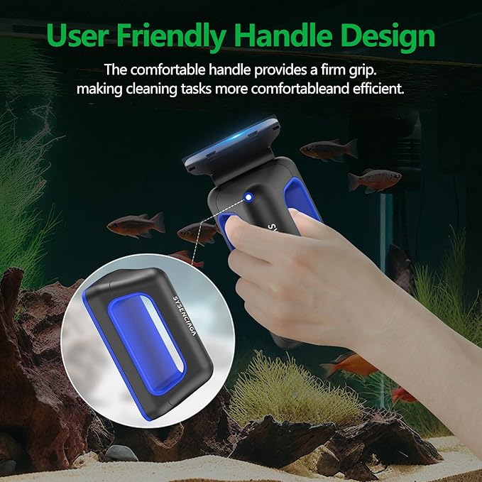 Aquarium Magnet Glass Cleaner, Double-Sided Detachable & Floating Algae Scraper for 0.4-1.0 Inch Fish Tank Glass Cleaning, No Scratches (L)