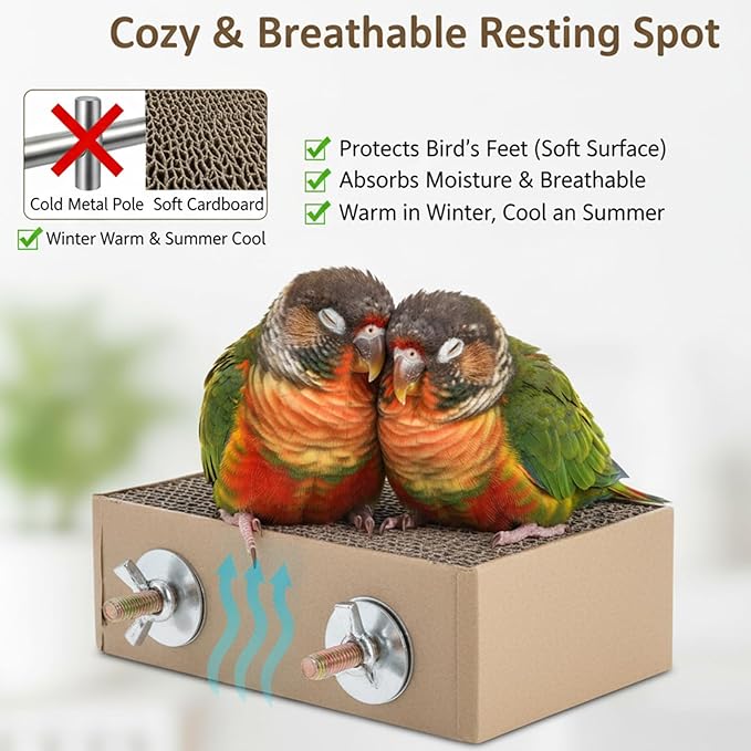 Paper Bird Perches Stand Platform Bird Chew Toy Parrot Cage Perch Cardboard Platform Birds Paw Grinding Stand Parrot Playground Exercise Toys Resting Platforms Stands for Small to Medium Sized Birds