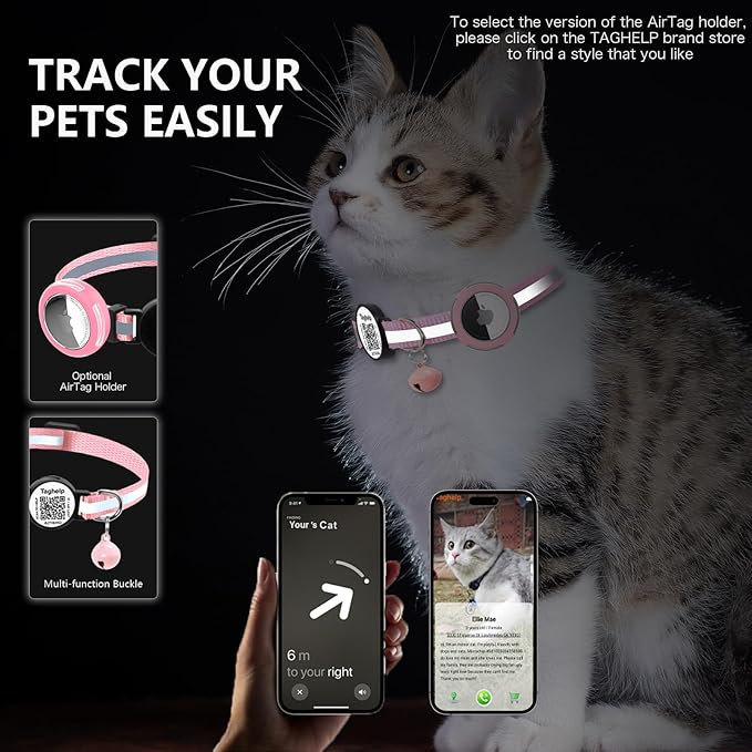 2 Pack Breakaway Cat Collar with QR Code & Bell, Reflective Safety Collar with Never-Lost Digital ID Tag, Adjustable 7.5-12.5 Inch for Indoor Outdoor Cats (Purple & Pink)