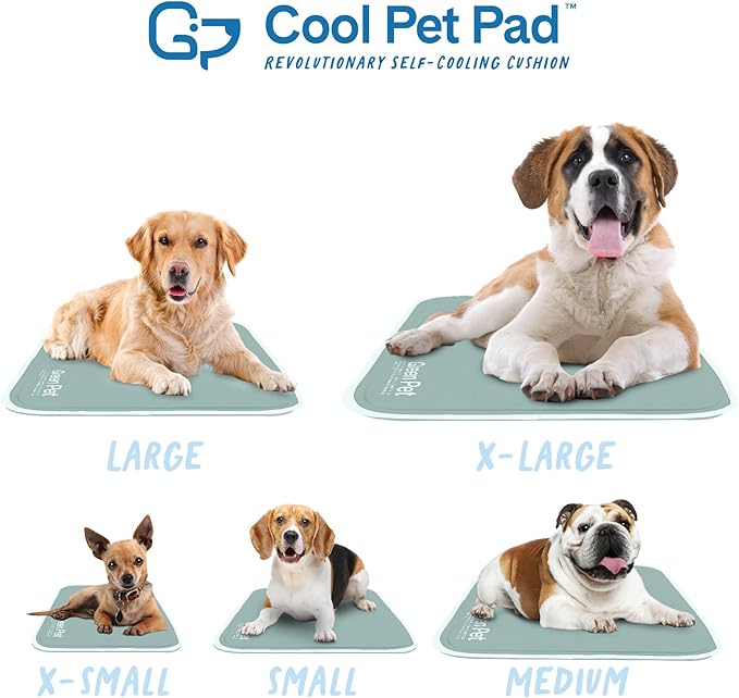 The Green Pet Shop Cool Pet Pad - Extra Large, Sage Grey - Self-Cooling, Pressure Activated Mat for Dogs & Cats from 80+ lbs - Non-Toxic Gel, No Water Needed
