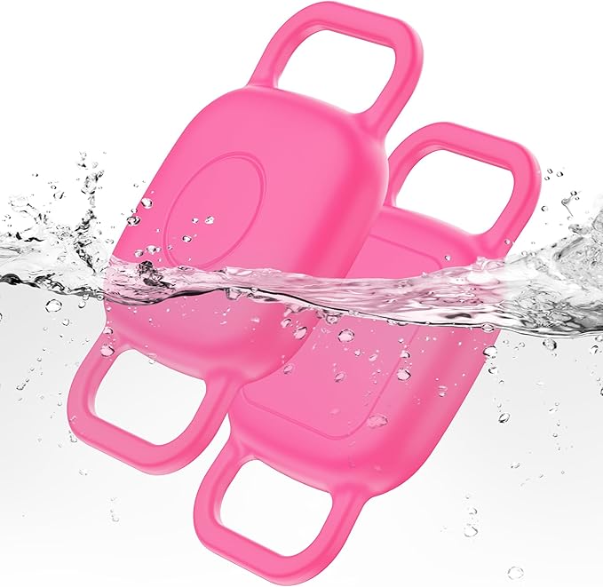 2-Pack Dog Collar Holder for Tile Life360 Mate (2024) 2022 Tracker, Waterproof Silicone Cover Full-Body Protective Case for Tile Mate Tracker Cat Collar, Ultra Durable, Scratch Resistant, Pink Punch