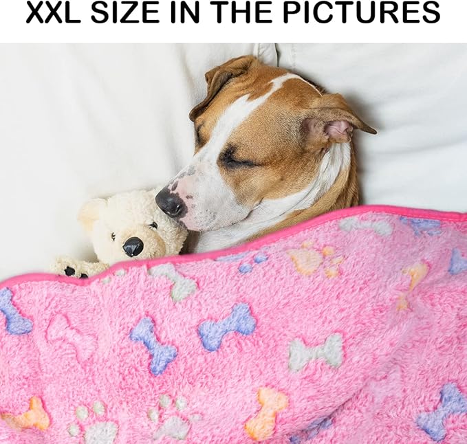 Dono 1 Pack 3 Dog Blankets, Soft Fluffy Fleece Pet Blanket Warm Sleep Mat Paw Print Design Puppy Kitten Throw Blankets Doggy Blanket for Dogs