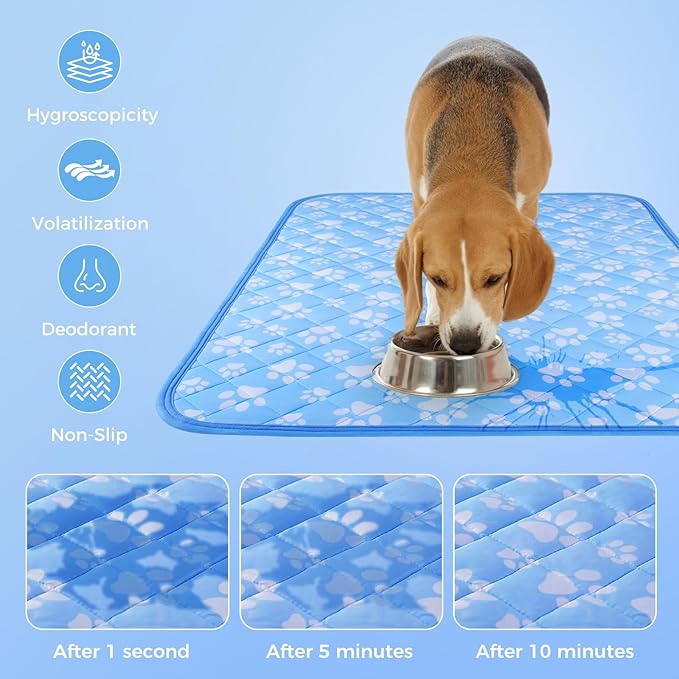 Rywell Self-Cooling Mat for Dogs Small,Cats,Rabbit&Guinea Pig cage Liners 24'' x 18''- Endothermic Color Changing Arc-Chill Cooling Fiber - Washable Non-Toxic Summer Pet Bed, Non-Slip, Foldable