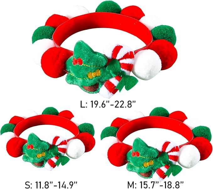 Lionheart glory Christmas Collar Pom-Pom Plush Ball Collar for Large Dogs Pet Christmas Costume Soft Funny Dog Collar Xmas Party Accessories Headgear