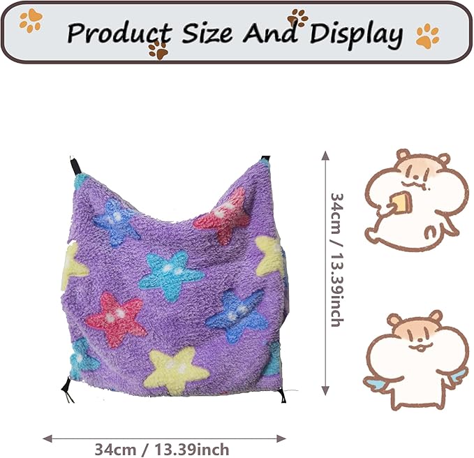 Cat Hammock for Cage, Soft Warm Hanging Bed for Kitten, Guinea Pig, Ferret, Rat, Chinchilla and Other Small Pets, Cozy Bunkbed 13.39"x13.39"