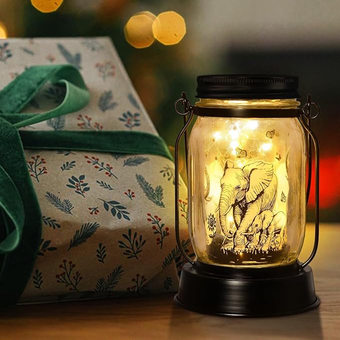 kyoryuger Elephant Gifts for Women/Men Elephant Lovers Solar Lantern Mom Birthday, Mothers Day, Solar Garden Decoration Outside for Yard, Patio,Backyard,Porch, Torches