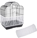 Birdcage Nylon Mesh Net Cover Guard Pet Birds Parrot Cage Seed Catcher Soft Ventilated Birdcage Skirt M Size(White)