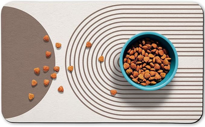 Dog Food Mats for Floors Waterproof, Cat Water Bowl Mats Pet Feeding Absorbent Mat Placemats for Food and Water Brown Bohemia 17 * 30 inch