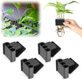 4 Pk Upgraded Aquarium Plant Holder, 3-Hole Hanging Aquarium Plant Holder with Clip, Suitable for Fish Tank Plant Potting, Aquarium Decoration, Plant Holder for Fish Tank, Black