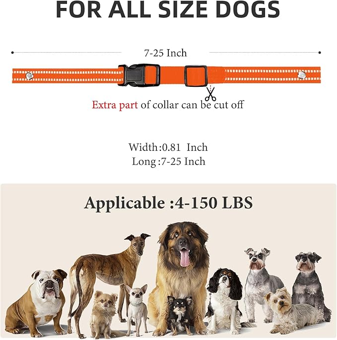 Collar Replacement Strap, Reflective Replacement Nylon Collar Strap Dog GPS Training Bark Receiver Collars, Durable Adjustable E Collar Straps for Small Medium Large Dogs, Orange