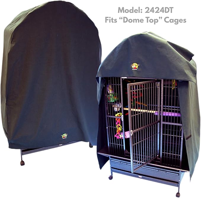 Cozzzy Covers Model 2424 DT Universal Cage Cover 40" L Poly-Cotton Black for Dome Top Bird Cages 22"–24" W x 20"–24" D for Small to Medium Birds Sleep and Stress Reduction