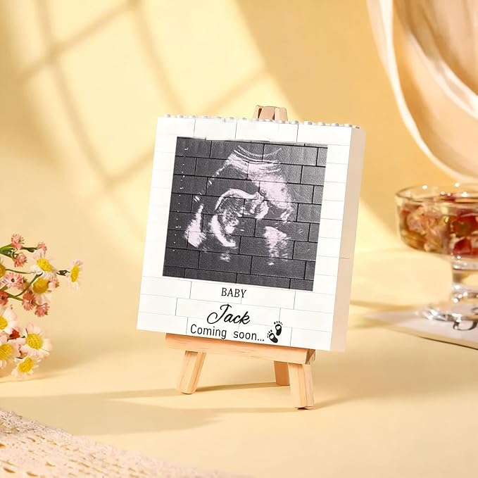 NAZENTI Personalised Ultrasound Building Blocks gifts for Husband, New Dad, Baby Scan Photo Building Block gifts for Christmas Fathers Day Valentine, Custom Puzzle Decor for Family