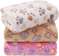LINENLUX 1 Pack 3 Blankets Super Soft Fluffy Premium Fleece Dog Blankets for Puppy Cat Pet Blanket Flannel Throw Warm Sleep Dog Paw 40x31 inches