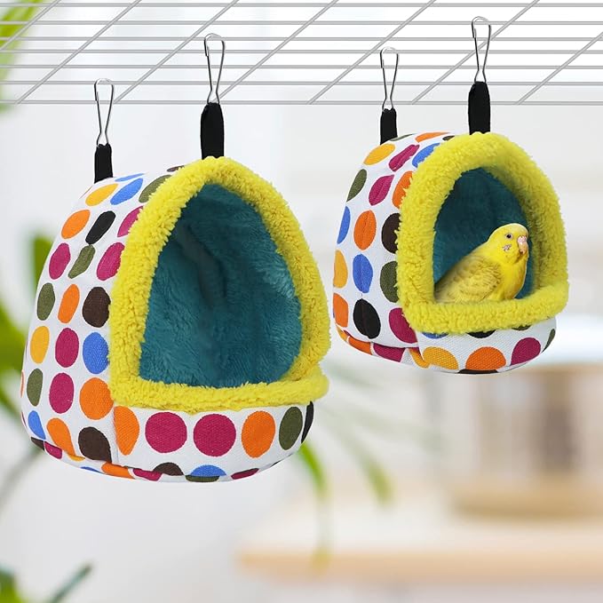 Litewoo Bird Hanging Hammock Winter Warm Parrot Nest House Bed Plush Snuggle Pet Cave Hammock Toy for Conure Lovebird Budgie Parakeet Cockatiel Cage Accessory (Medium)