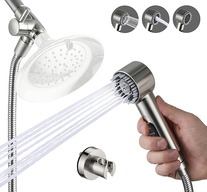 3 Mode Dog Shower Attachment, High Pressure Handheld Sprayer with ON/OFF Switch, Metal Shower Diverter, 78 Inches Stainless Steel Hose, No Drill Hook, for Indoor and Outdoor Pet Bathing and Washing
