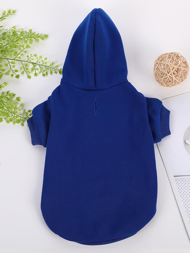QWINEE Basic Dog Hoodie Sweatshirt Puppy Sweater Warm Cat Costumes Pet Clothes for Chihuahua Puppy Kitten Small Medium Dogs Royal Blue X-Small