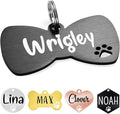 Ultra Joys Dog Tags Personalized for Pets - Hollow Paw Custom Pet ID Tag - Engraved Dog Tag for Small, Large Dogs - Large Bow Tie in Black