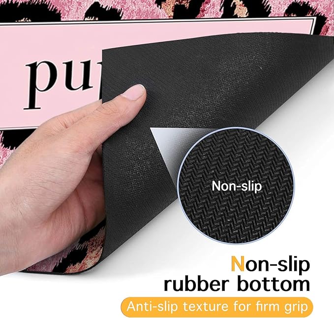 Puppy Feeding Mat 24x16 inch Pink Leopard Print Pet Bowl Placemat Non Slip Floor Mat for Food and Water Indoor Dog Feeding Station Cute Meal Pad for Small Pets Kitchen Use