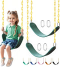 little dove 2 Pack Heavy Duty Swing Seats with 66" Rust-Resistant Chains, Swing Set Accessories Replacement with Quick Links, Kids Swings Supports 330 lbs for Outdoor Playground Trees, Green