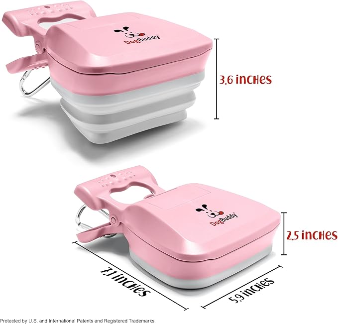 DogBuddy Pooper Scooper, Portable Dog Pooper Scooper, Poop Scooper for Small and Large Dogs, Pooper Scooper with Bag Attachment, Leash Clip and Dog Waste Bags Included (Large, Pink)