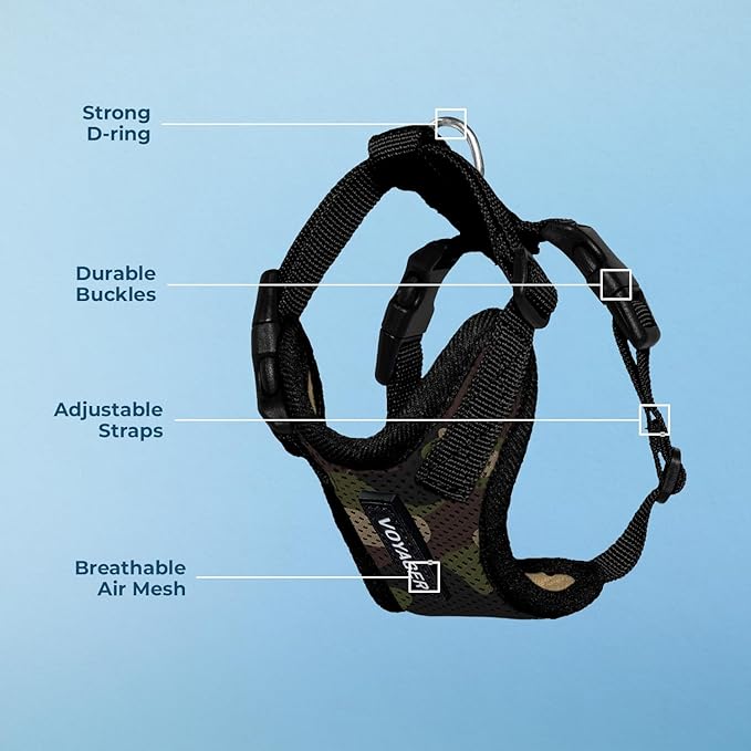 Voyager Step-in Pet Harness - All Weather Mesh, Adjustable Step in Harness for Cats and Dogs by Best Pet Supplies - Army/Black Trim, M