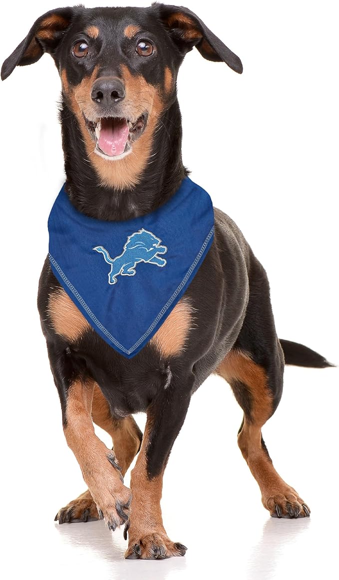 Pets First NFL Detroit Lions TIE Bandana, Small/Medium. Dog Bandana Scarf Bib for Pet Cat Dog. The Ultimate Game-Day, Party Bandana
