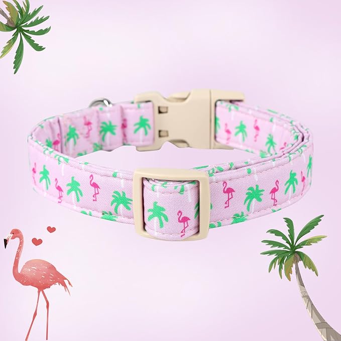DOGWONG Cotton Dog Collar - Soft Natural Fabric Spring Summer Wedding Puppy Necklace for Small Medium Large Dogs