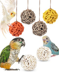 Bissap 6PCS Small Parrot Chew Toys, Sola Balls Conure Chewing Foraging Toys Colorful Bird Foot Balls for Cockatiels Cockatoos Parakeets Love Birds Small Parrot Cage Bite Toys