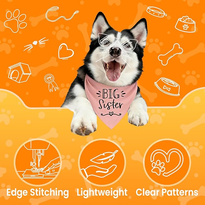 Big Sister Dog Bandanas, Pet Dog Triangle Scarf for Small Medium Large Pet, Baby Announcement Dogs Bandana Pets Scarf (Big Sister)