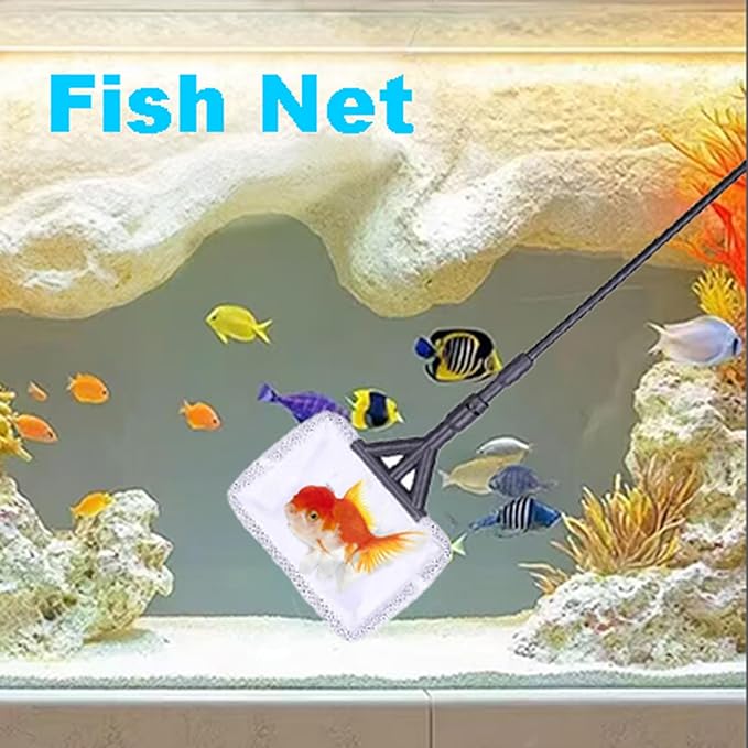Carefree Fish 4IN1 Aquarium Cleaning Tools Long Handle Adjustable Length 18~24Inch Fish Tank Cleaner Kit Algae Scraper Scrubber Brushes Set