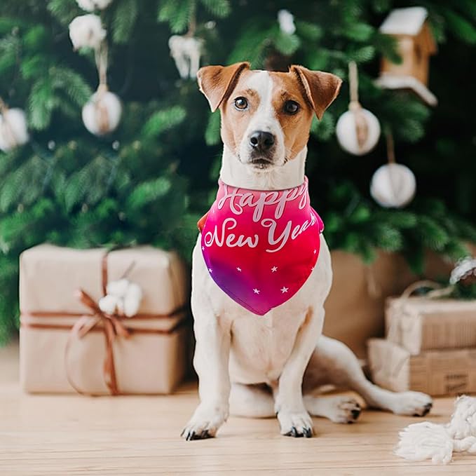 30 Pcs Christmas Happy New Year Dog Bandanas Bulk for Dogs Stitch Dog Bandanas Party Grooming M