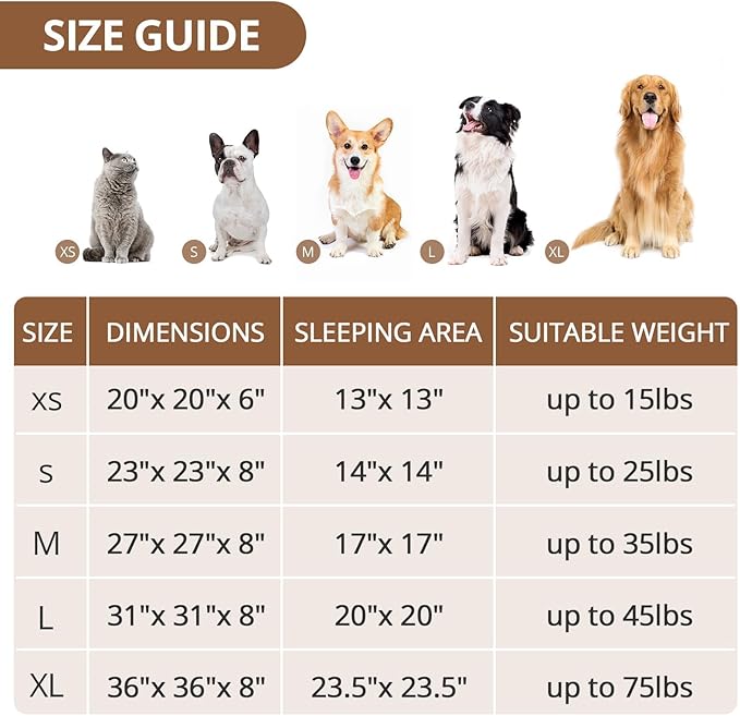 JOLLYVOGUE Calming Dog Bed Large Size Dog, Anti-Anxiety Donut Large Pet Bed, 36 inches Fluffy Faux Fur Round Cat Bed, Fits up to 75 lbs Pets (Smoke Brown)
