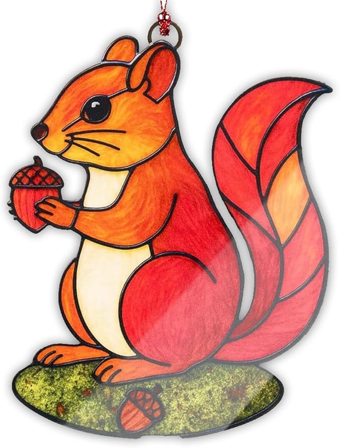 Squirrel Ornament, Squirrel Ornaments for Christmas Tree, Christmas Ornaments 2025, Woodland Creature Holiday Decor, Animal Ornament for Tree, Suncatcher Hanging Decoration, Unique Gifts for Women