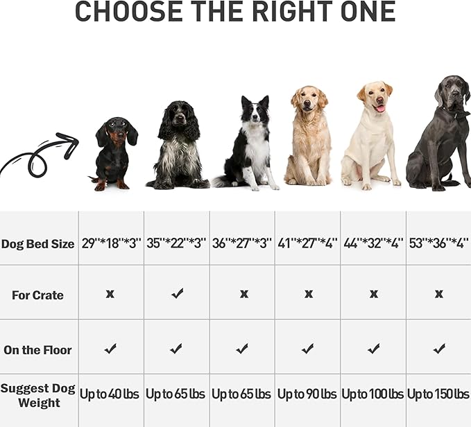 MIHIKK Waterproof Dog Bed Medium Size Dog Orthopedic Dog Beds for Crate with Removable Washable Cover Egg-Crate Foam Pet Pad Mat with Anti-Slip Bottom, 35x22 Inch, Brown