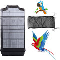 Bird Cage Seed Catcher, Large Airy Gauze Seeds Bird Cage Cover Guard Adjustable Bird Cage Cover Birdcage Seed Feather Catcher Universal Birdcage Parrot Bird Nylon Mesh Net Cover(L-118x16 in, Black)