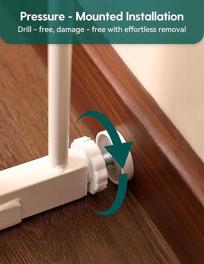 Babelio Smart Baby Gate with Auto-Unlock/Close, Pressure Mounted No Drill for Doorways/Top of Stairs. Pet/Dog Door Wide Walk Thru w/Infrared Sensor & Instant Safety Alert (White, 26.3-37.8" W, 30" H)