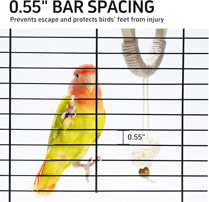 25 inch Bird Cage, Portable Travel Parrot Cage, Double-Layer Parakeet Cage, for Temporary Pet Accommodation, Trip to Vet, Short Trip, Camping, Black