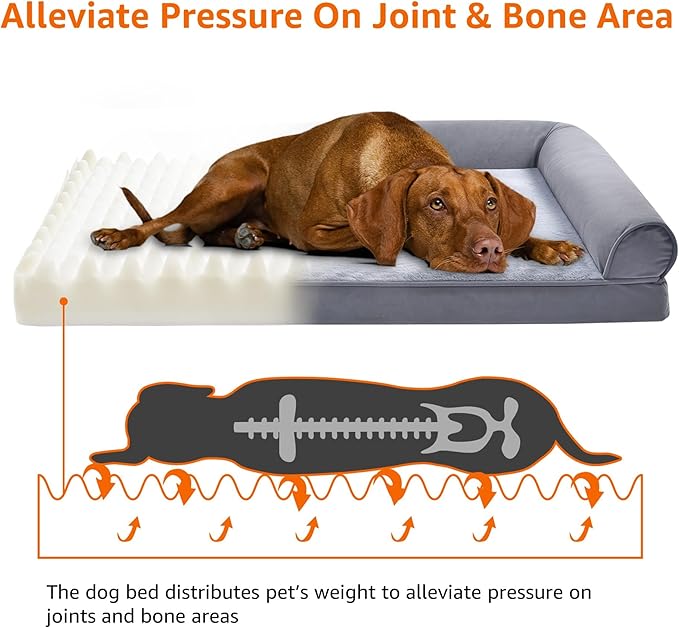 Amazon Basics Living Room Couch Dog Bed with Premium Foam, Non-Slip Bottom, Removable Washable Cover, Supportive Pressure-Relief for Dogs up to 30lbs, Medium (30" x 20"), Grey