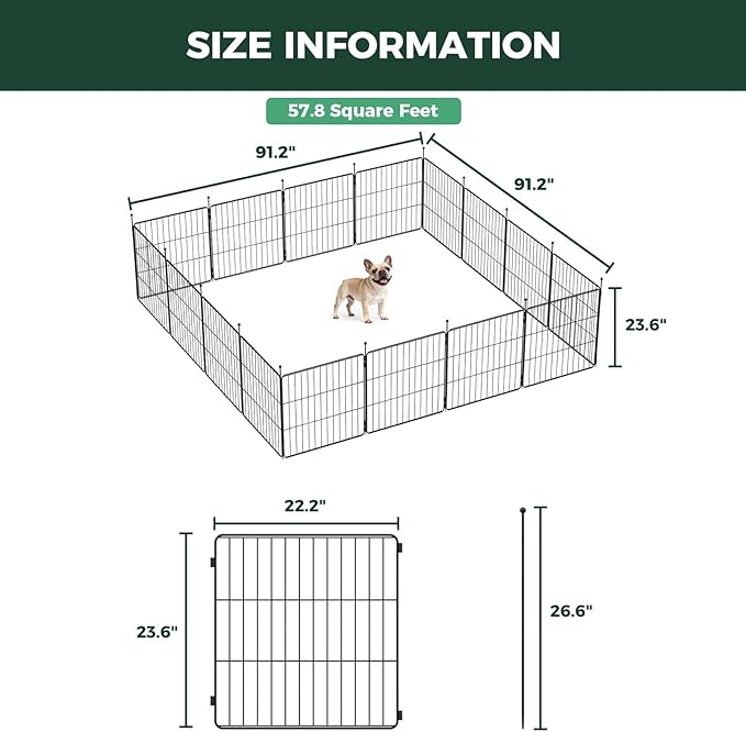 FXW MiniPaws Unleashed Dog Playpen, Expandable & Portable Design for Yard, RV Camping and Indoor Use, for Puppies and Small Dogs, 24-inch 16 Panels