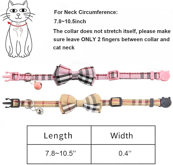 SuperBuddy Cat Collars Breakaway with Bell - 2 Pack Cat Safety Collars for Boys & Girls - Safety Buckle Kitten Collar for Pet Supplies,Stuff,Accessories