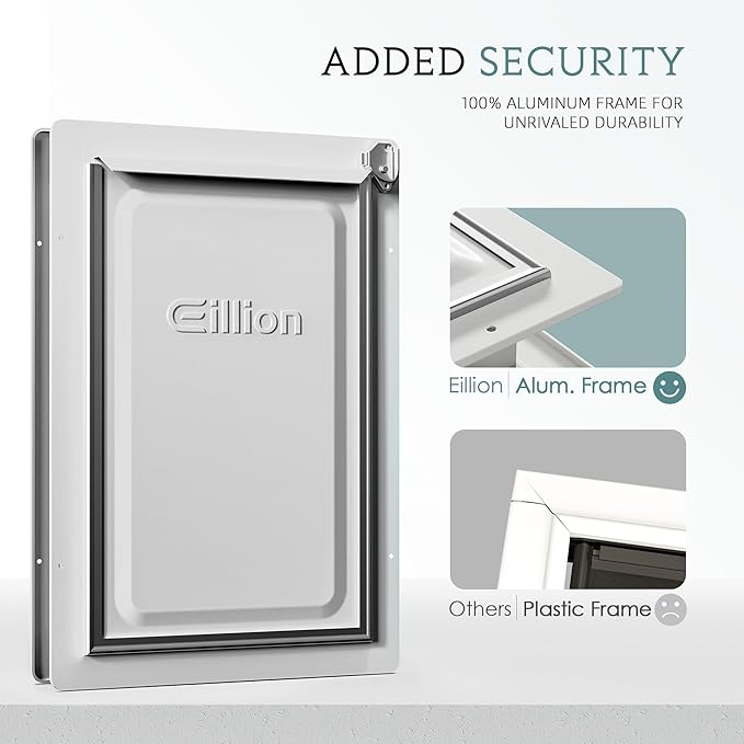 Large Dog Door for Exterior Door Dog Door for Door, Doggie Door with Aluminum Frame, 3 Flaps, Metal Closing Panel and Lock
