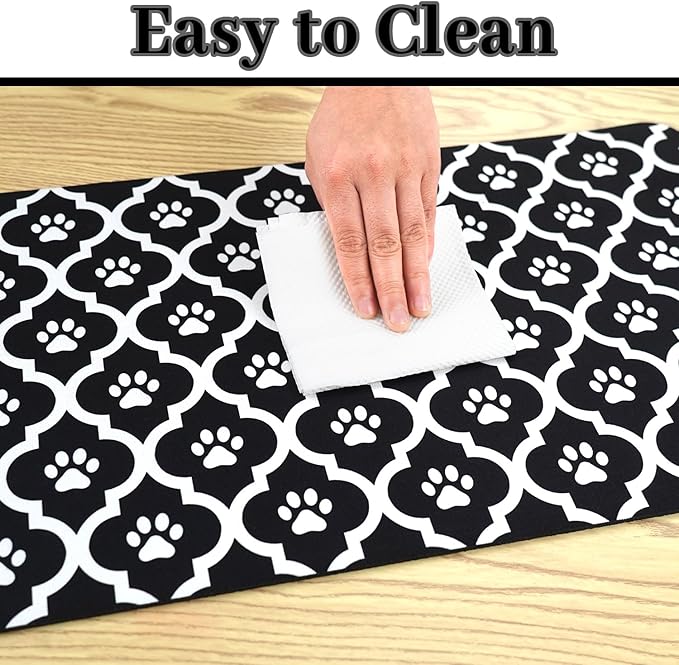 Dog Food Mat 12X20 Inch Pet Feeding Absorbent Mats for Floor Cat Water Bowl Placemats Non-Slip Washable Dog Mat for Food and Water