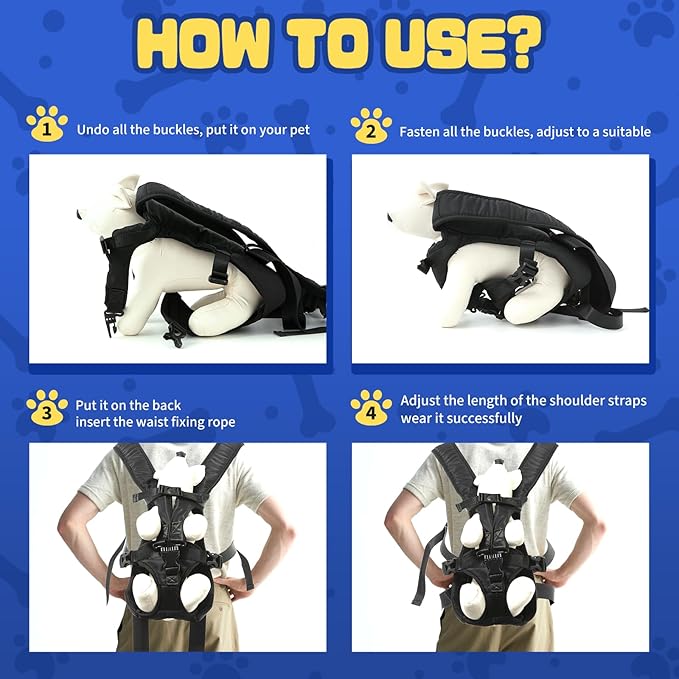 Dog Backpack Carrier, Legs-Out Front Carrier for Small Medium Dogs, Adjustable Breathable Front Carrier for Hiking, Cycling, Travel